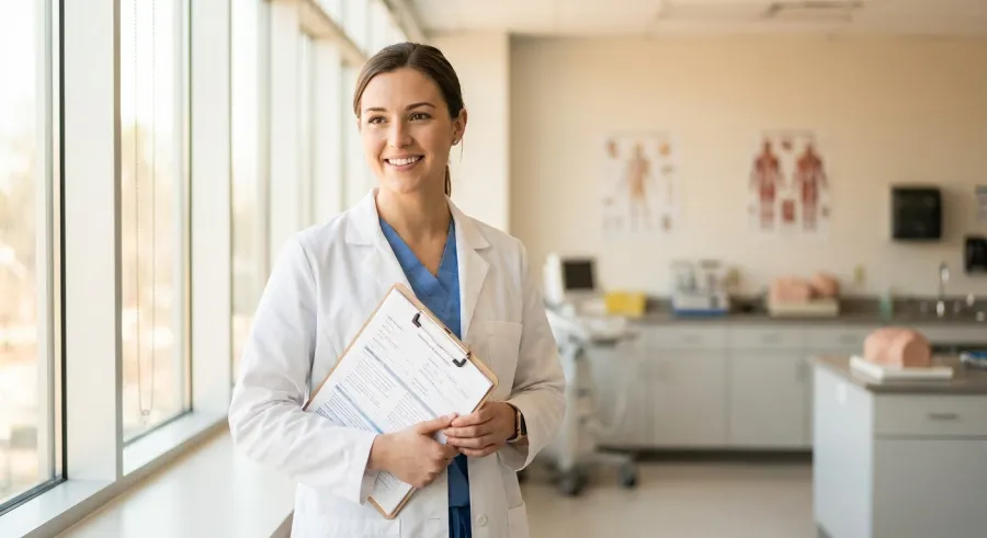 University nursing student in clinical simulation lab